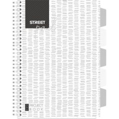   Spirálfüzet Street Pad Black & White Edition A/4 100 lapos vonalas, fehér
