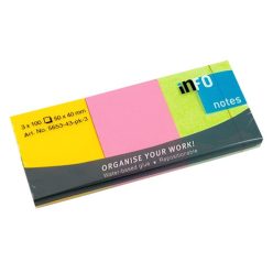   Öntapadós jegyzettömb Info Notes 50x40mm 3x100lapos élénk vegyes színű