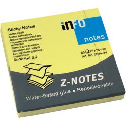   Öntapadós jegyzettömb Info Notes 75x75 mm 80 lapos Z tömb élénk sárga