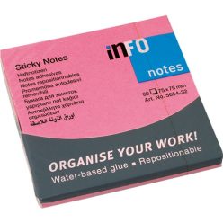   Öntapadós jegyzettömb Info Notes 75x75 mm 80 lapos élénk pink