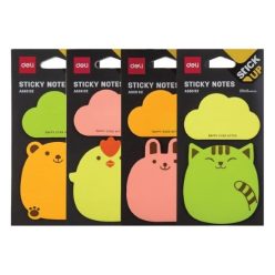   Öntapadós jegyzettömb DELI "Stick UP"  76x76 mm 2x20 lap vegyes állatos-figurás minta