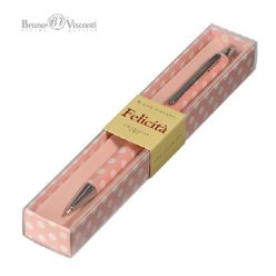   Golyóstoll Bruno Visconti 0,7mm kék, fém test, Felicita -rózsaszín, pöttyös