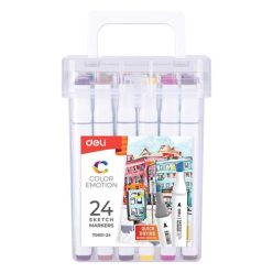   Marker Deli Color Emotion vágott és gömbölyű hegy 24 db-os klt.