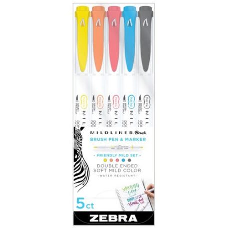 Ecsetirón Zebra Mildliner Brush&Marker Friendly 5-ös készlet