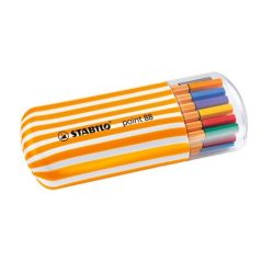   Tűfilc Stabilo Point 88 Zebrui 0.4 mm 20 db-os klt. műanyag ovális csíkos dobozban