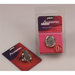   Kreatív gyűrűalap Pébéo fém ovális 20x25 mm ródium bevonattal