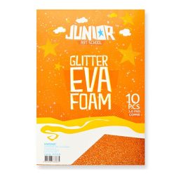   Kreatív Junior csillámos dekor gumilap A/4, narancssárga, 10 db/csomag