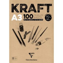  Művészeti rajztömb Clairefontaine Kraft A/3 100 lap 90g ragasztott