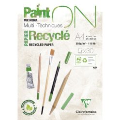   Művészeti rajztömb Clairefontaine PaintON A/4 30 lap 250g ragasztott újrahasznosított fehér sima