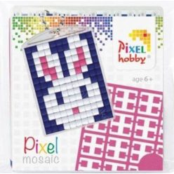   Pixel kulcstartókészítő szett 1 kulcstartó alaplappal, 3 színnel, nyuszi