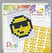 Pixel kulcstartókészítő szett 1 kulcstartó alaplappal, 3 színnel, smiley, emoji