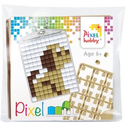   Pixel kulcstartókészítő szett 1 kulcstartó alaplappal, 3 színnel, kutyus