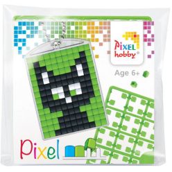   Pixel kulcstartókészítő szett 1 kulcstartó alaplappal, 3 színnel, fekete macska