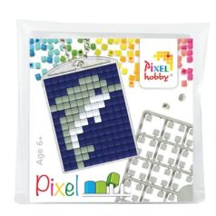   Pixel kulcstartókészítő szett 1 kulcstartó alaplappal, 3 színnel, delfin