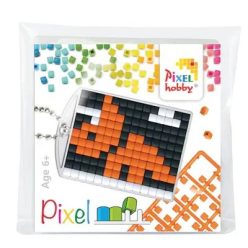   Pixel kulcstartókészítő szett 1 kulcstartó alaplappal, 3 színnel, dínó, narancssárga