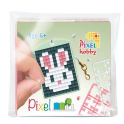   Pixel kulcstartókészítő szett 1 kulcstartó alaplappal, 3 színnel, nyuszi (23119)
