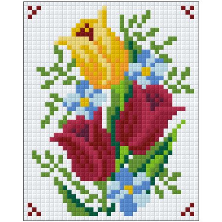 Pixel szett 1 normál alaplappal, színekkel, tulipánok (801078)