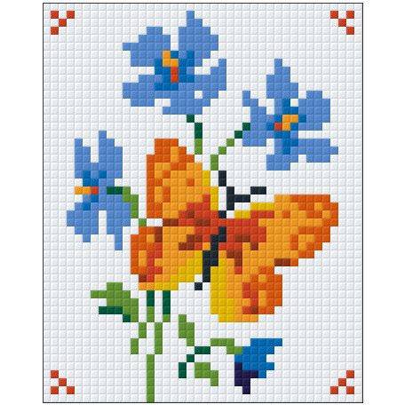 Pixel szett 1 normál alaplappal, színekkel, sárga pillangó (801086)