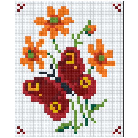 Pixel szett 1 normál alaplappal, színekkel, piros pillangó (801087)