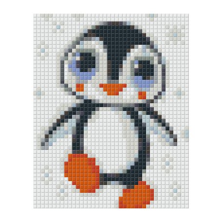Pixel szett 1 normál alaplappal, színekkel, pingvin (801208)