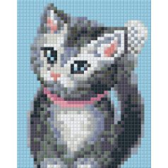   Pixel szett 1 normál alaplappal, színekkel, cirmos cica (801233)