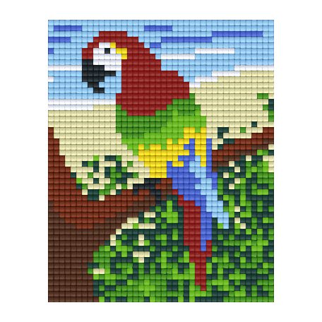 Pixel szett 1 normál alaplappal, színekkel, papagáj (801251)