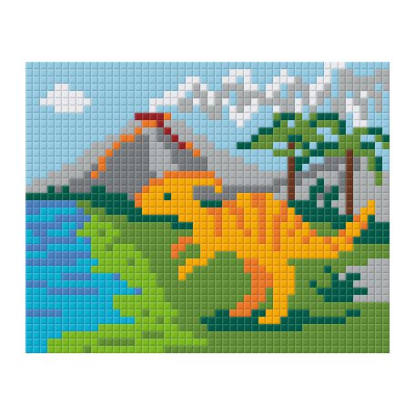 Pixel szett 1 normál alaplappal, színekkel, dínó (801256)