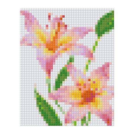 Pixel szett 1 normál alaplappal, színekkel, liliom (801282)