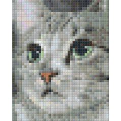   Pixel szett 1 normál alaplappal, színekkel, szürke cica (801326)
