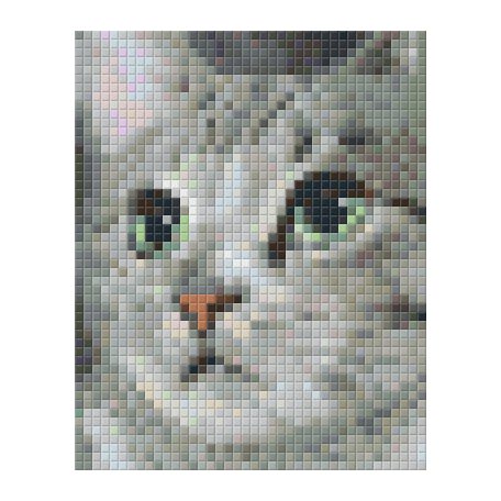 Pixel szett 1 normál alaplappal, színekkel, szürke cica (801326)