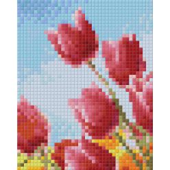   Pixel szett 1 normál alaplappal, színekkel, tulipánok (801332)