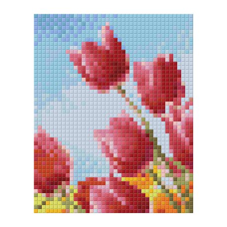 Pixel szett 1 normál alaplappal, színekkel, tulipánok (801332)