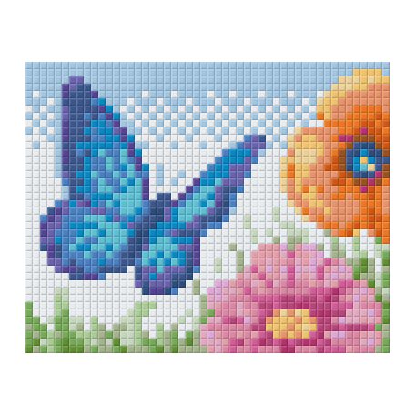 Pixel szett 1 normál alaplappal, színekkel, pillangó virágokkal (801333)