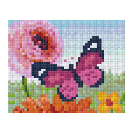 Pixel szett 1 normál alaplappal, színekkel, pillangó (801339)