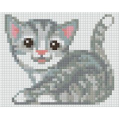   Pixel szett 1 normál alaplappal, színekkel, szürke cica (801361)