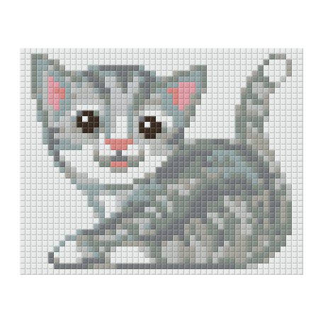 Pixel szett 1 normál alaplappal, színekkel, szürke cica (801361)