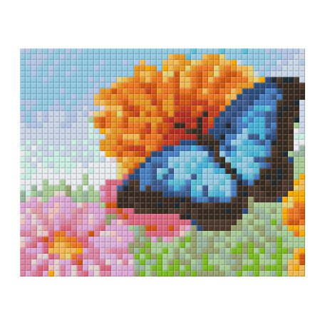 Pixel szett 1 normál alaplappal, színekkel, pillangó virágokkal (801364)