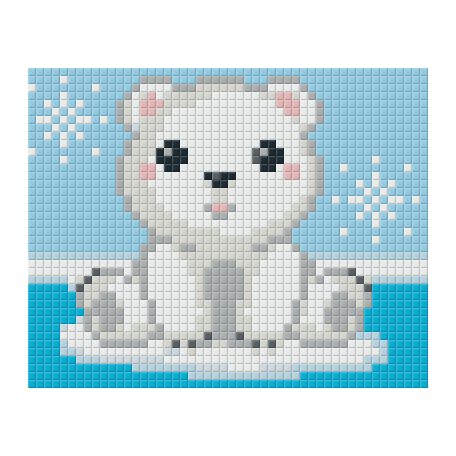 Pixel szett 1 normál alaplappal, színekkel, jegesmedve, bébi (801366)