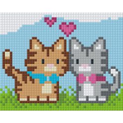   Pixel szett 1 normál alaplappal, színekkel, cicák (801372)