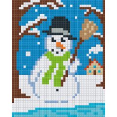   Pixel szett 1 normál alaplappal, színekkel, hóember (801392)