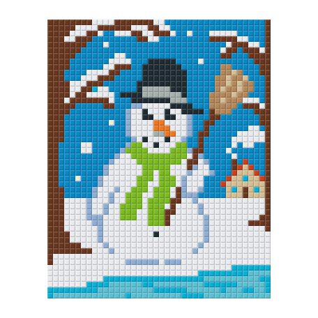 Pixel szett 1 normál alaplappal, színekkel, hóember (801392)