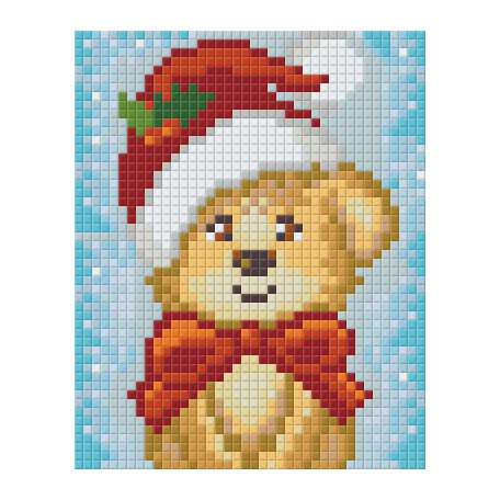 Pixel szett 1 normál alaplappal, színekkel, karácsonyi maci (801421)