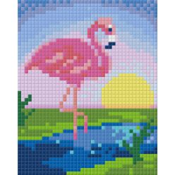   Pixel szett 1 normál alaplappal, színekkel, flamingó, naplementével (801427)