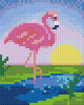 Pixel szett 1 normál alaplappal, színekkel, flamingó, naplementével (801427)