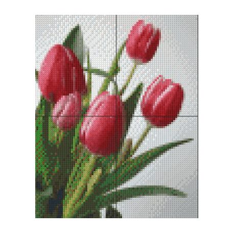 Pixel szett 4 normál alaplappal, színekkel, tulipánok (804015)