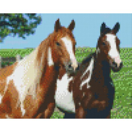 Pixel szett 4 normál alaplappal, színekkel, lovak (804129)