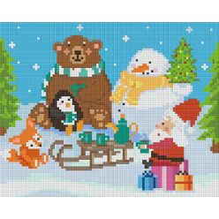   Pixel szett 4 normál alaplappal, színekkel, télapó és barátai (804424)