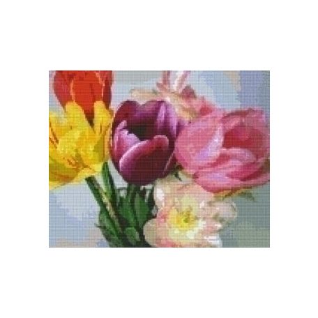 Pixel szett 9 normál alaplappal, színekkel, tulipánok (809363)