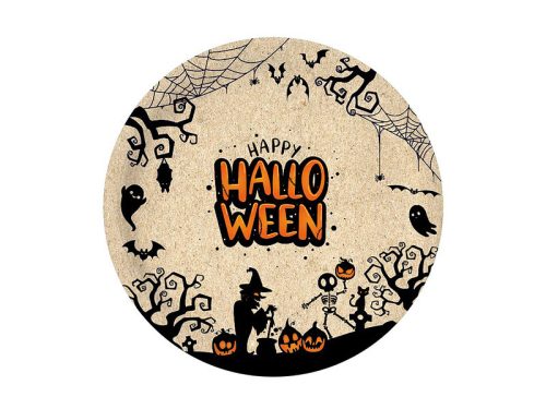 Halloween mintás natúr tányér 23 cm-es 6 db/cs