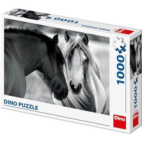 Dino Puzzle 1000 db - Lovak fekete-fehérben